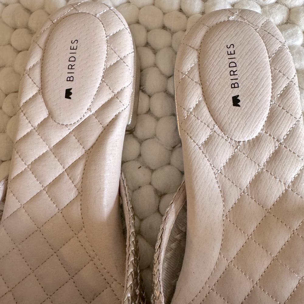 Birdies The Swan Gold Leather Mules Slides Size 9 - Picture 4 of 5